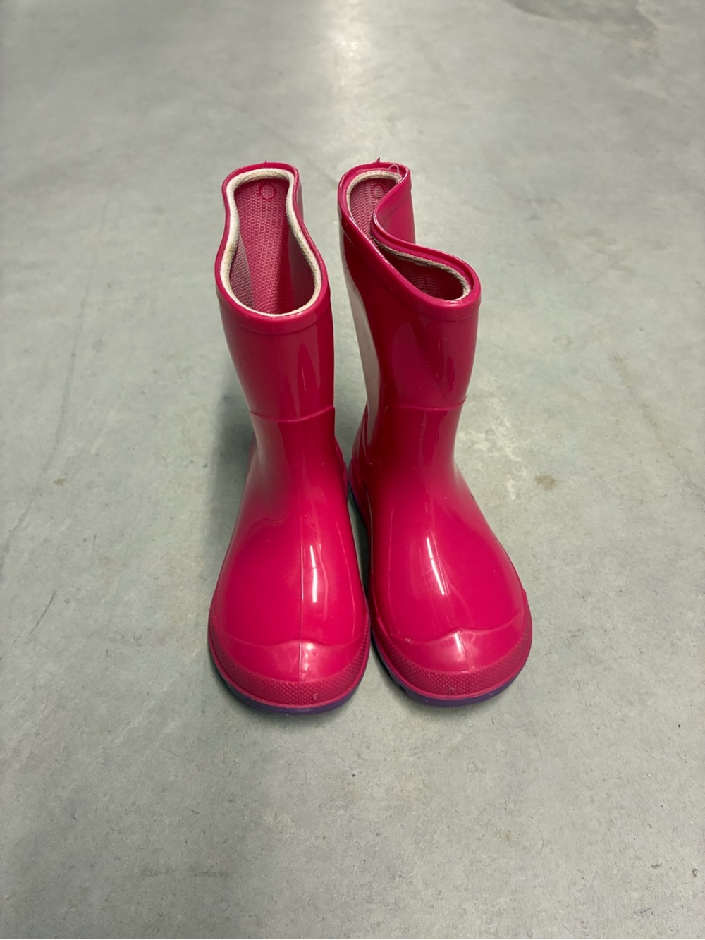 Kids Bright Pink Waterproof Rain Boots with Easy Pull-On Design
